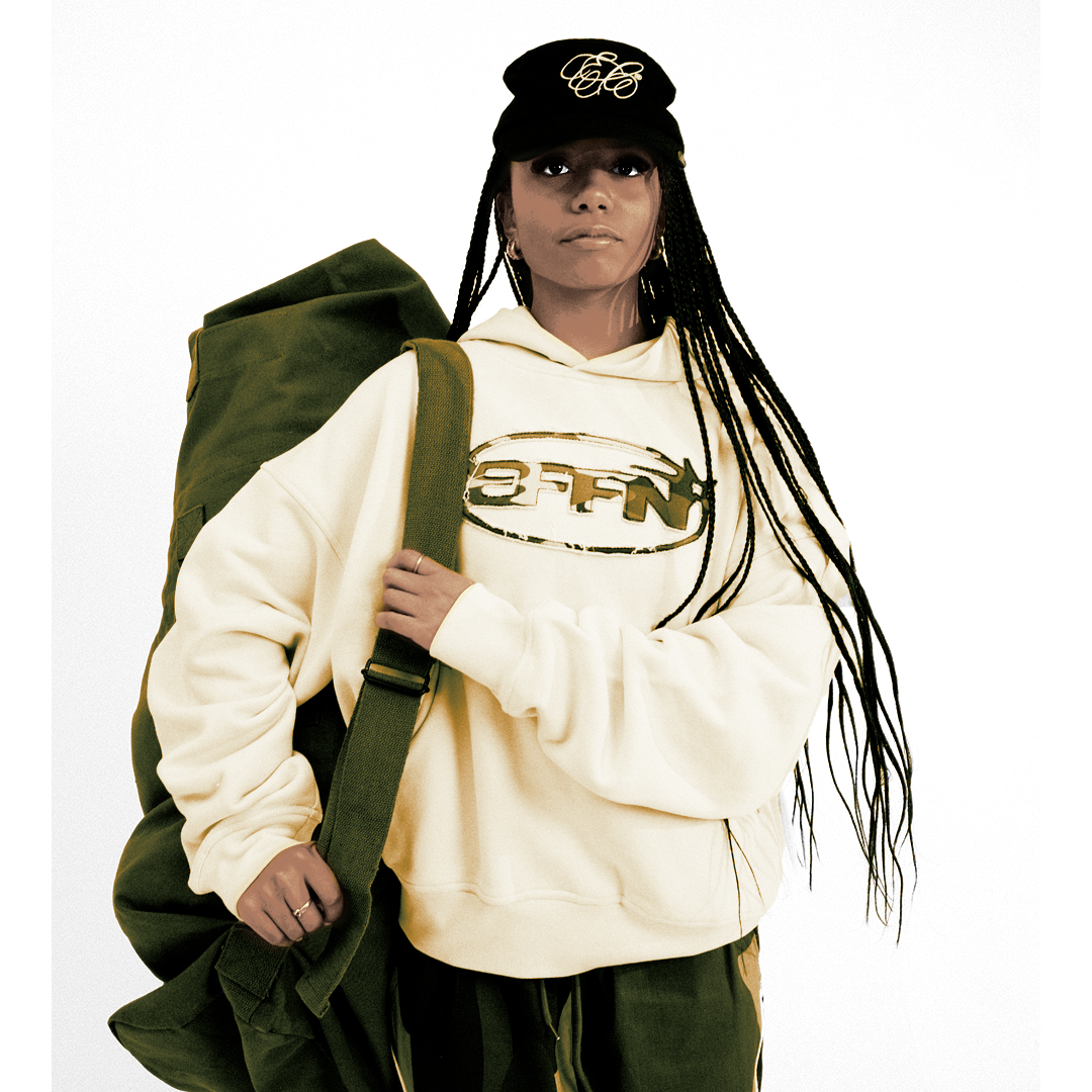 Battle Stitched Hoodie - Cream/Camo - Effn Clothing