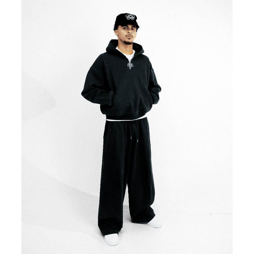 Brass Knuckle 1/4 Zip Hoodie - Black - Effn Clothing