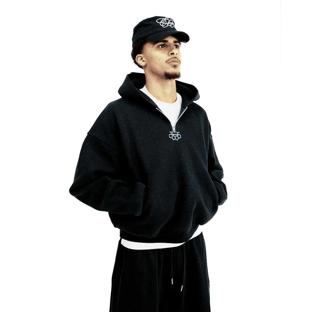 Brass Knuckle 1/4 Zip Hoodie - Black - Effn Clothing