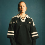Long Sleeve Rugby Polo - "Aotearoa" Black/Grey - Effn Clothing