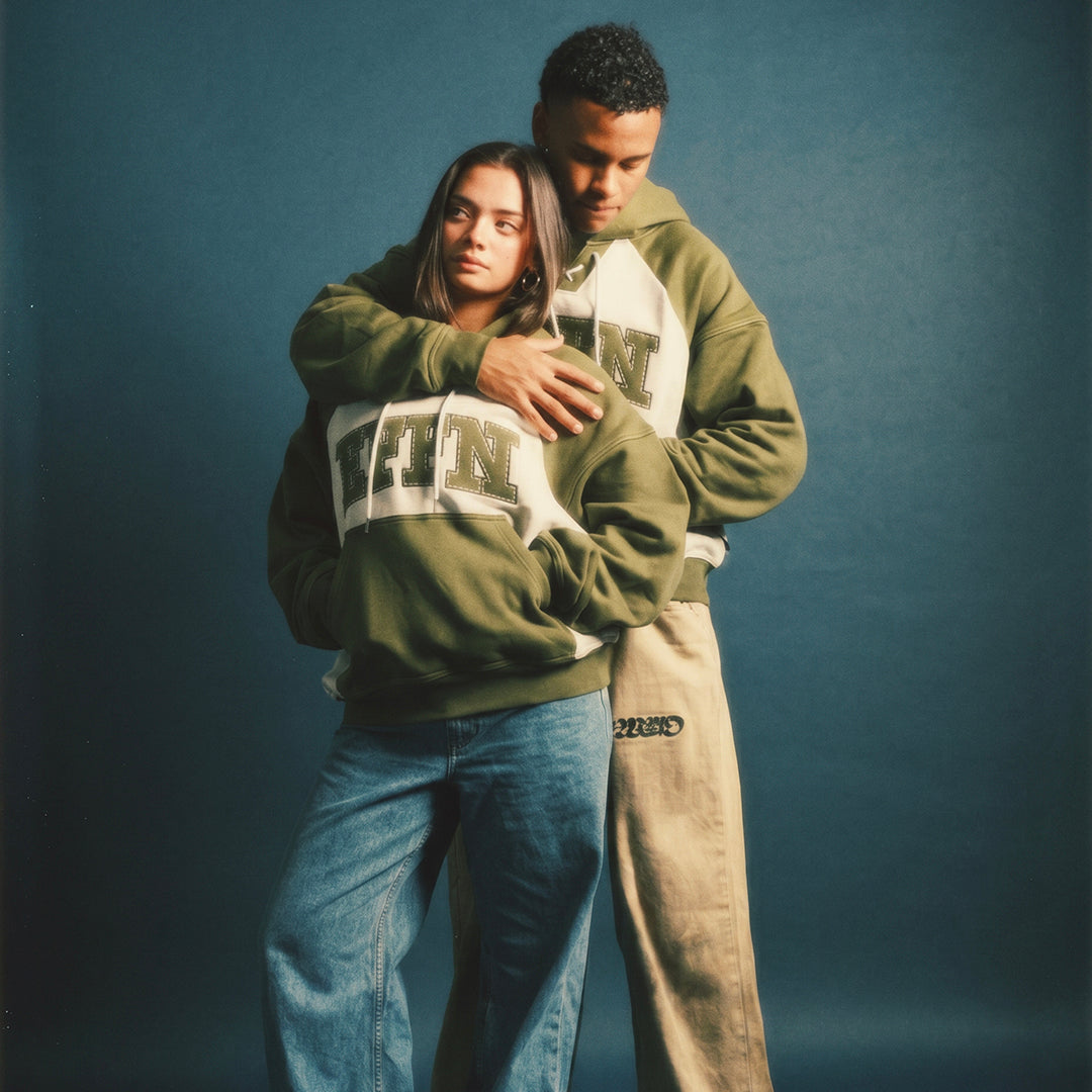 Drawstring Everyday Hoodie - Green/Grey - Effn Clothing